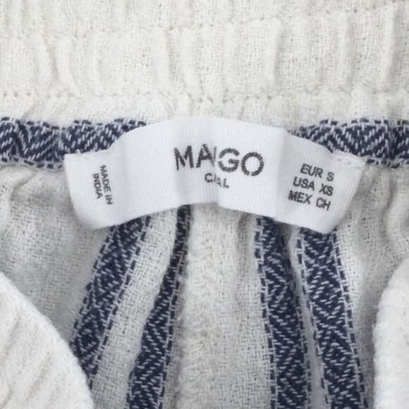 Mango Casual White Blue Striped Wide Leg Pants XS - Picture 4 of 4